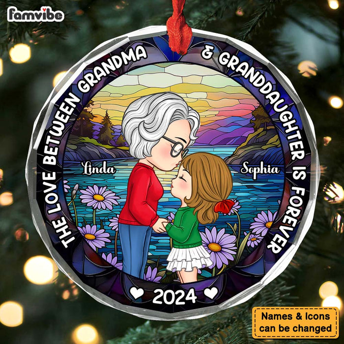 Personalized Christmas Gift For Grandma And Grandkids Circle Glass Ornament 36268 1