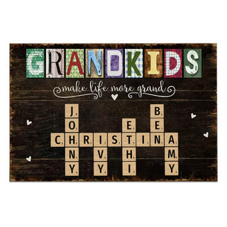 Personalized Grandkids Names Scrabble Gift For Grandparents Poster 36315 Primary Mockup