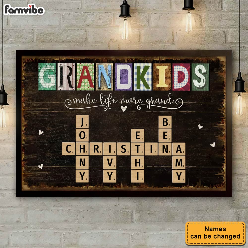 Personalized Grandkids Names Scrabble Gift For Grandparents Poster 36315 Primary Mockup