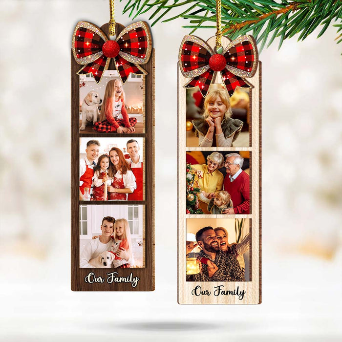 Personalized Family Custom Photo Strip 2 Layered Wood Ornament 36340 1
