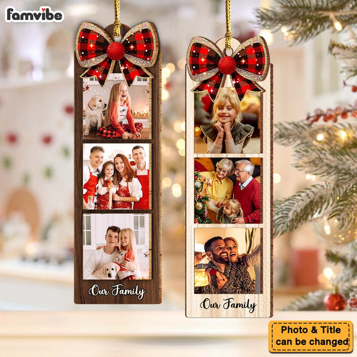 Personalized Family Custom Photo Strip 2 Layered Wood Ornament 36340 1