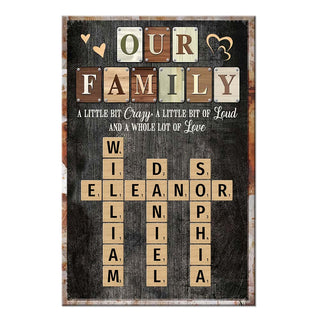 Personalized Family A Little Bit Of Crazy Crossword Art Poster 36369 Primary Mockup