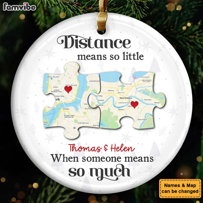 Personalized Gift For Couple Long Distance Circle Ceramic Ornament 36401 1