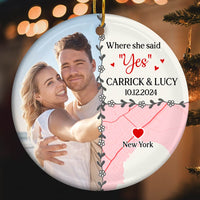Personalized Gift For Engagement Location Circle Ceramic Ornament 36410 thumb 1