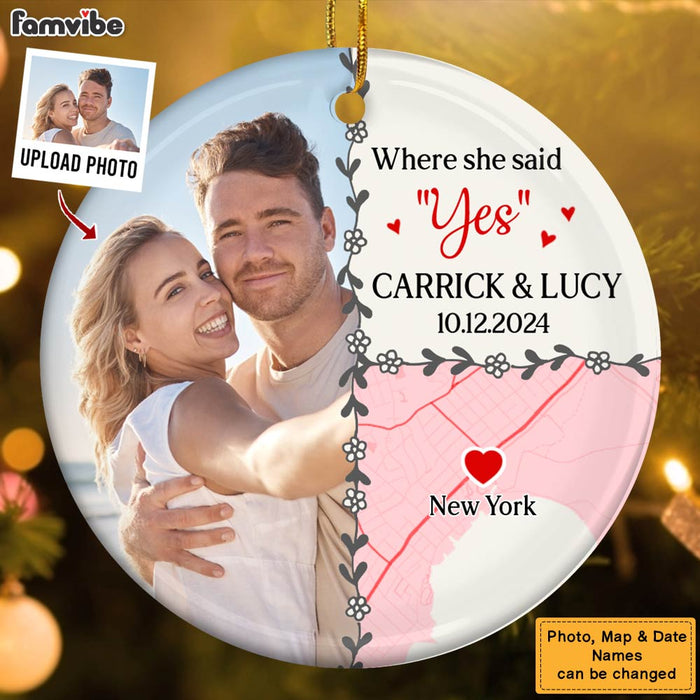 Personalized Gift For Engagement Location Circle Ceramic Ornament 36410 1