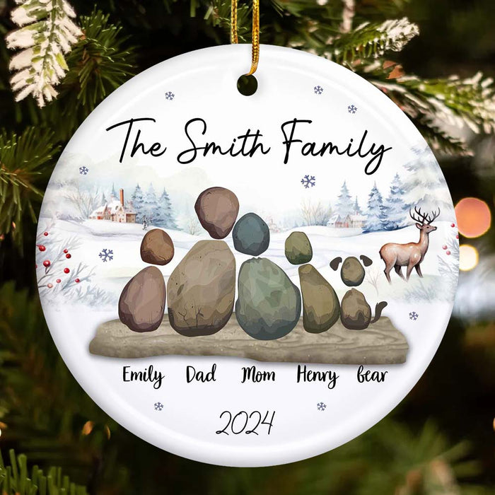 Personalized Family Pepple Art Circle Ceramic Ornament 36527 1