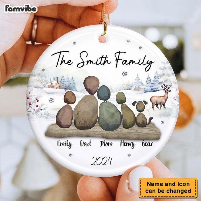 Personalized Family Pepple Art Circle Ceramic Ornament 36527 1