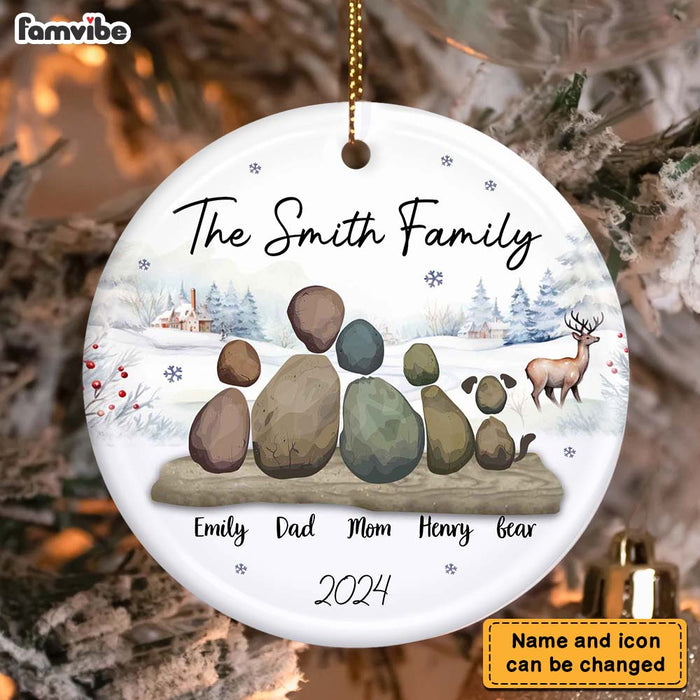 Personalized Family Pepple Art Circle Ceramic Ornament 36527 1