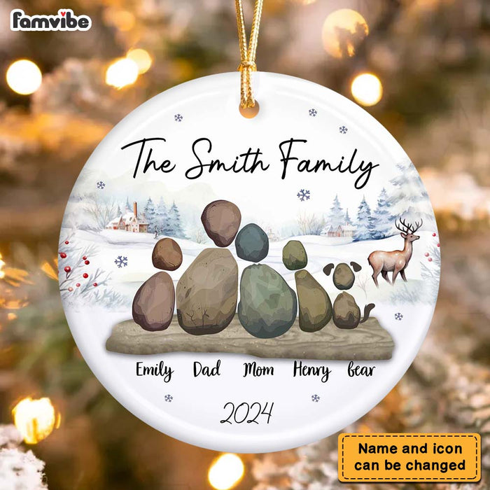 Personalized Family Pepple Art Circle Ceramic Ornament 36527 1