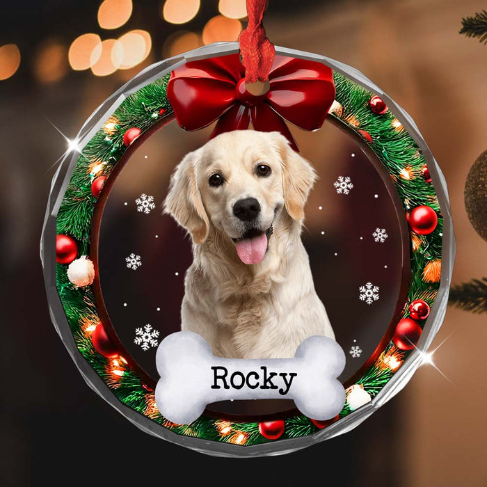 Personalized Dog Memorial  In Loving Memory Circle Glass Ornament 36584 1