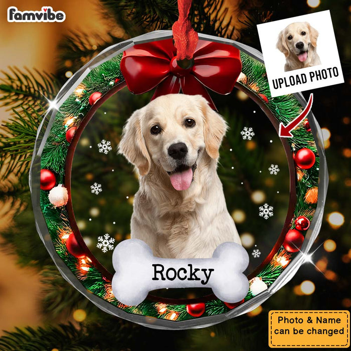 Personalized Dog Memorial  In Loving Memory Circle Glass Ornament 36584 1