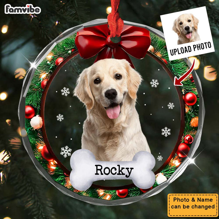 Personalized Dog Memorial  In Loving Memory Circle Glass Ornament 36584 1