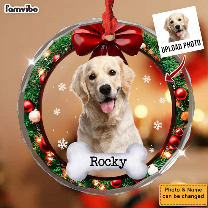 Personalized Dog Memorial  In Loving Memory Circle Glass Ornament 36584 1