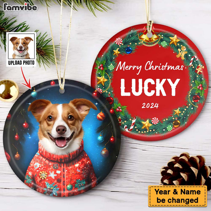 Personalized Christmas Pet Portrait Circle Ceramic Ornament 36730 1