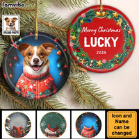 Personalized Christmas Pet Portrait Circle Ceramic Ornament 36730 thumb 1