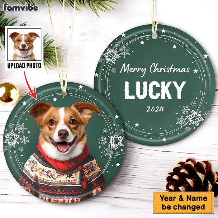 Personalized Christmas Pet Portrait Circle Ceramic Ornament 36730 1