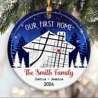 Personalized Our First Home - New Home Owners Christmas Housewarming Gifts Circle Ceramic Ornament 36817 thumb 1
