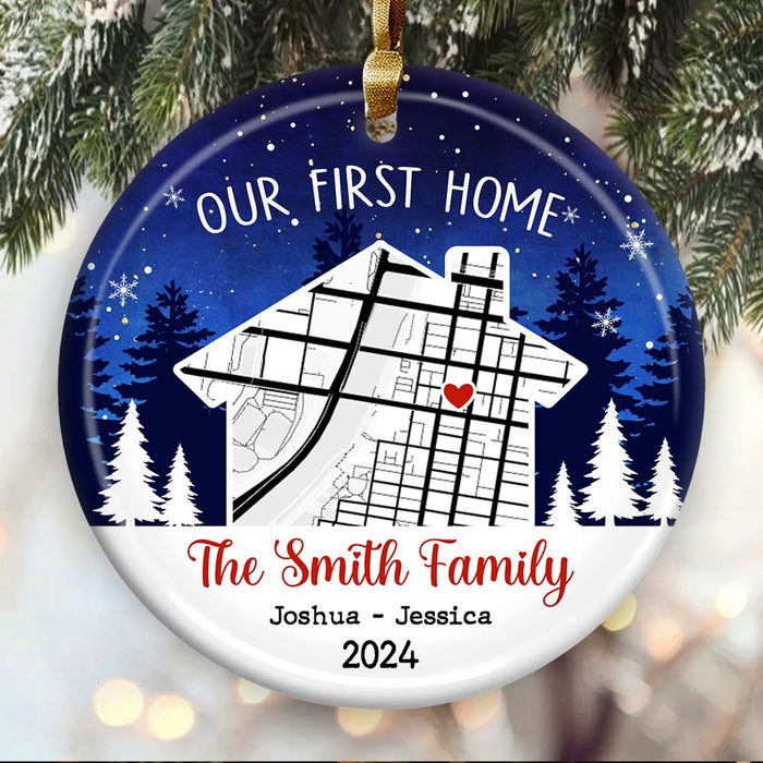 Personalized Our First Home - New Home Owners Christmas Housewarming Gifts Circle Ceramic Ornament 36817 1