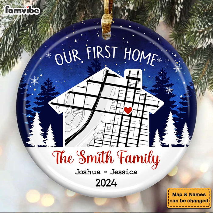 Personalized Our First Home - New Home Owners Christmas Housewarming Gifts Circle Ceramic Ornament 36817 1