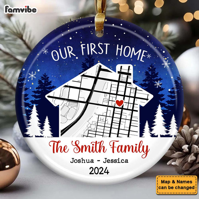 Personalized Our First Home - New Home Owners Christmas Housewarming Gifts Circle Ceramic Ornament 36817 1