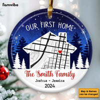 Personalized Our First Home - New Home Owners Christmas Housewarming Gifts Circle Ceramic Ornament 36817 thumb 1