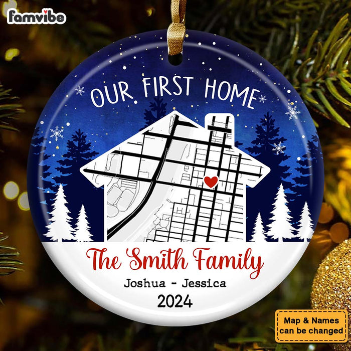 Personalized Our First Home - New Home Owners Christmas Housewarming Gifts Circle Ceramic Ornament 36817 1
