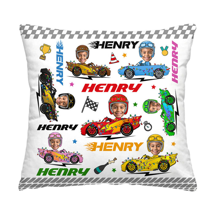 Personalized Gift For Grandson Car Racing Photo Custom Pillow 36974 1