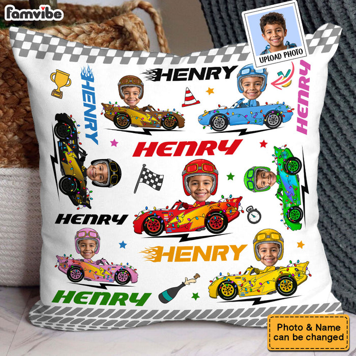 Personalized Gift For Grandson Car Racing Photo Custom Pillow 36974 1