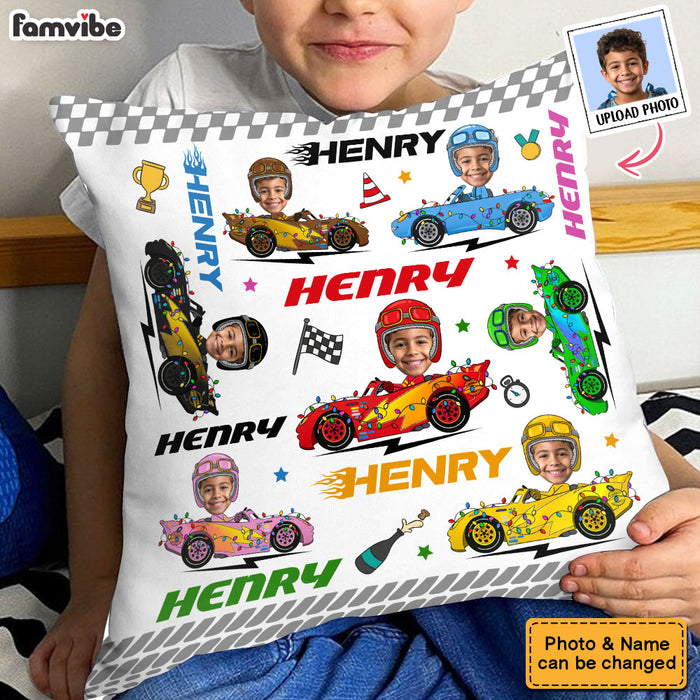 Personalized Gift For Grandson Car Racing Photo Custom Pillow 36974 1
