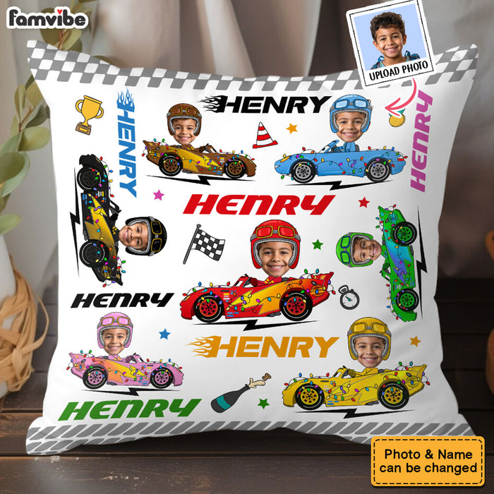 Personalized Gift For Grandson Car Racing Photo Custom Pillow 36974 1