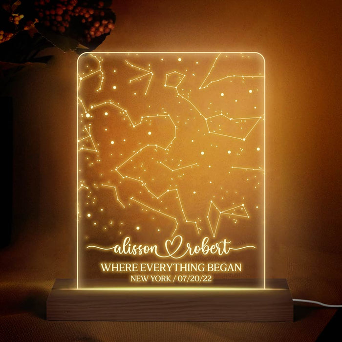 Personalized Constellation Chart Lamp - Gift Star Map on Night Light - Gift for Couples Plaque LED Lamp Night Light 37087 1