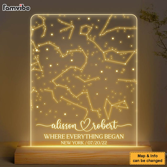 Personalized Constellation Chart Lamp - Gift Star Map on Night Light - Gift for Couples Plaque LED Lamp Night Light 37087 1
