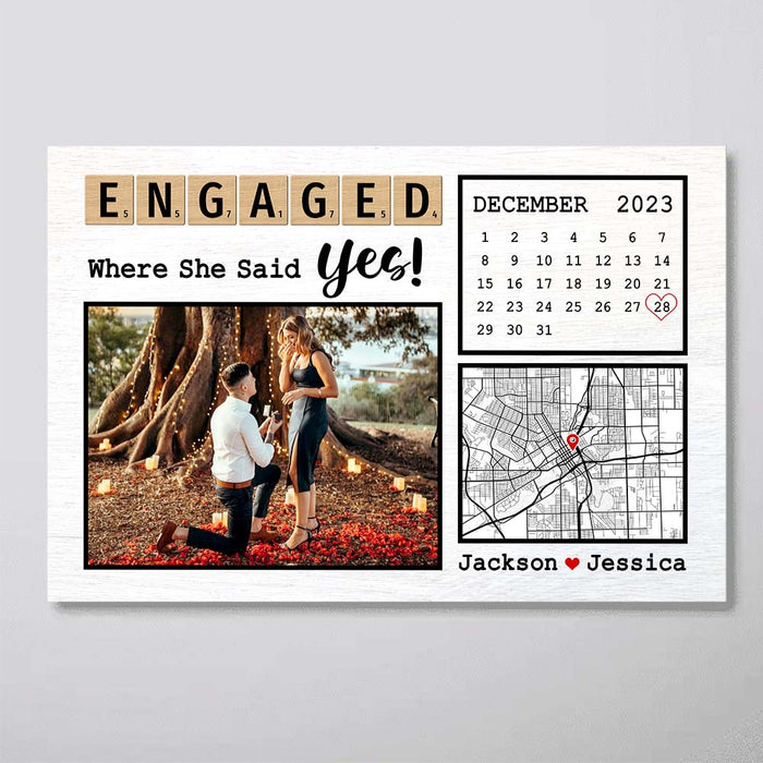 Personalized Anniversary Couple Gift Where She Said Yes Poster 37164 1