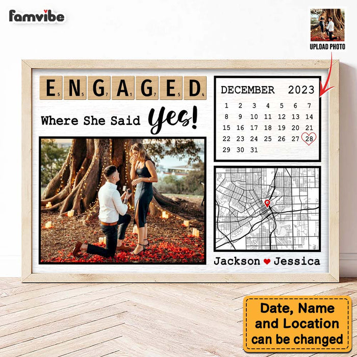 Personalized Anniversary Couple Gift Where She Said Yes Poster 37164 1