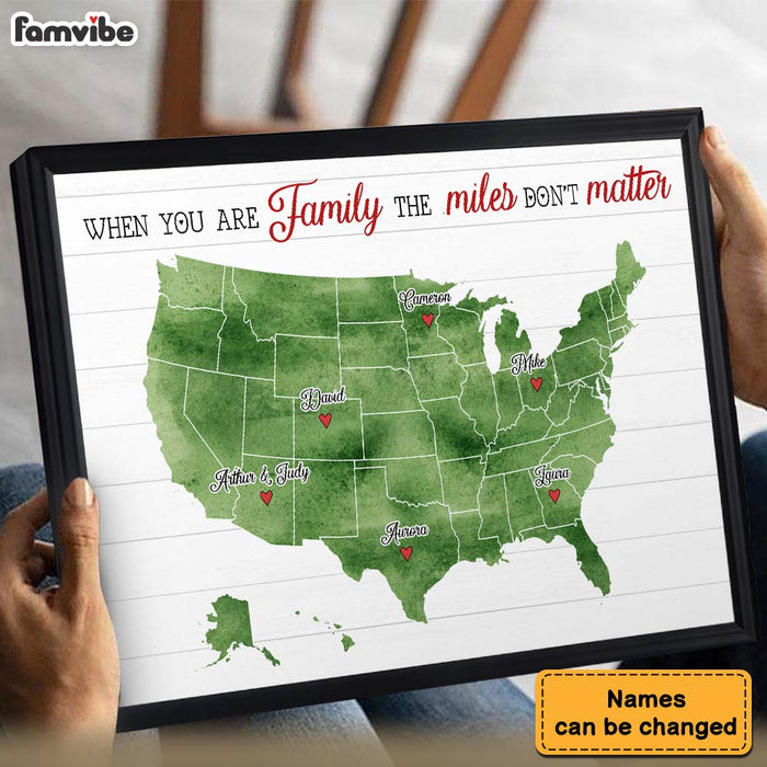 Personalized Gift Long Distance Family Map for Parents, Grandparents Poster 37238 1
