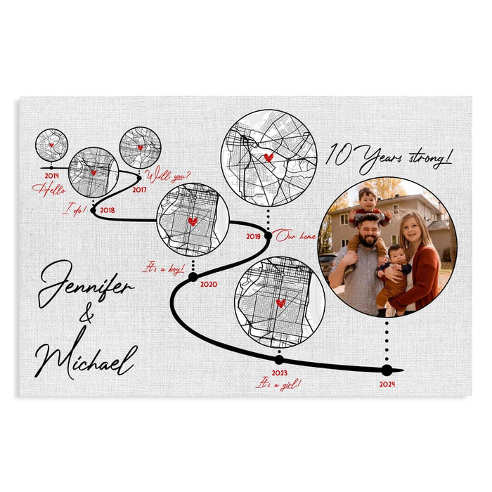 Personalized Anniversary Gift for Husband or Wife – Custom Timeline Map, Gift for Him or Her Poster 37319 1