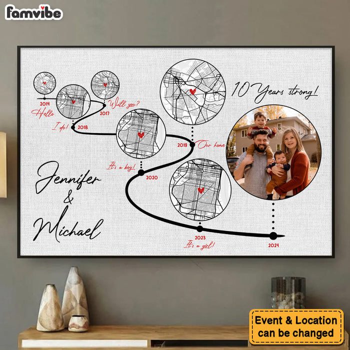 Personalized Anniversary Gift for Husband or Wife – Custom Timeline Map, Gift for Him or Her Poster 37319 1