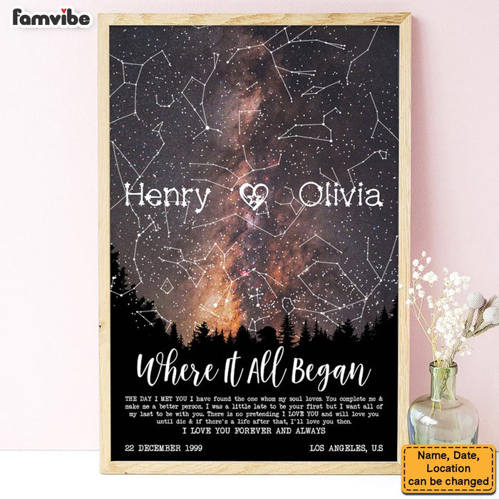 Personalized Night Sky Custom Star Map Where It All Began Couple Gift, Night we met Wedding gift Birthday Anniversary gifts Poster 37393 1