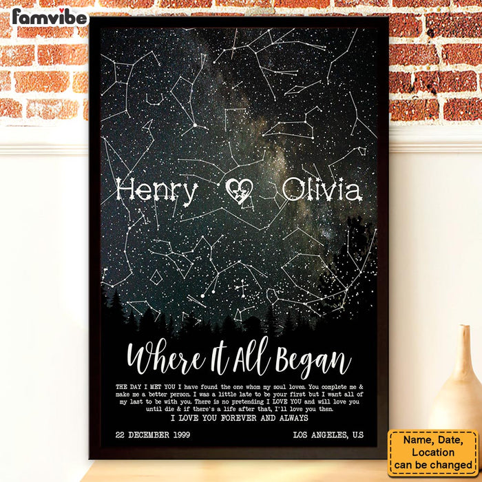 Personalized Night Sky Custom Star Map Where It All Began Couple Gift, Night we met Wedding gift Birthday Anniversary gifts Poster 37393 1