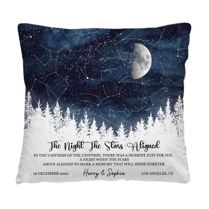 Personalized Star Map Couple Gift For Him For Her The Night The Stars Aligned Anniversary Gift Pillow 37394 1