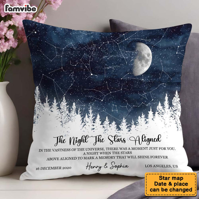 Personalized Star Map Couple Gift For Him For Her The Night The Stars Aligned Anniversary Gift Pillow 37394 1