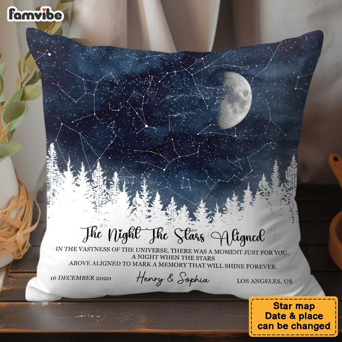 Personalized Star Map Couple Gift For Him For Her The Night The Stars Aligned Anniversary Gift Pillow 37394 1