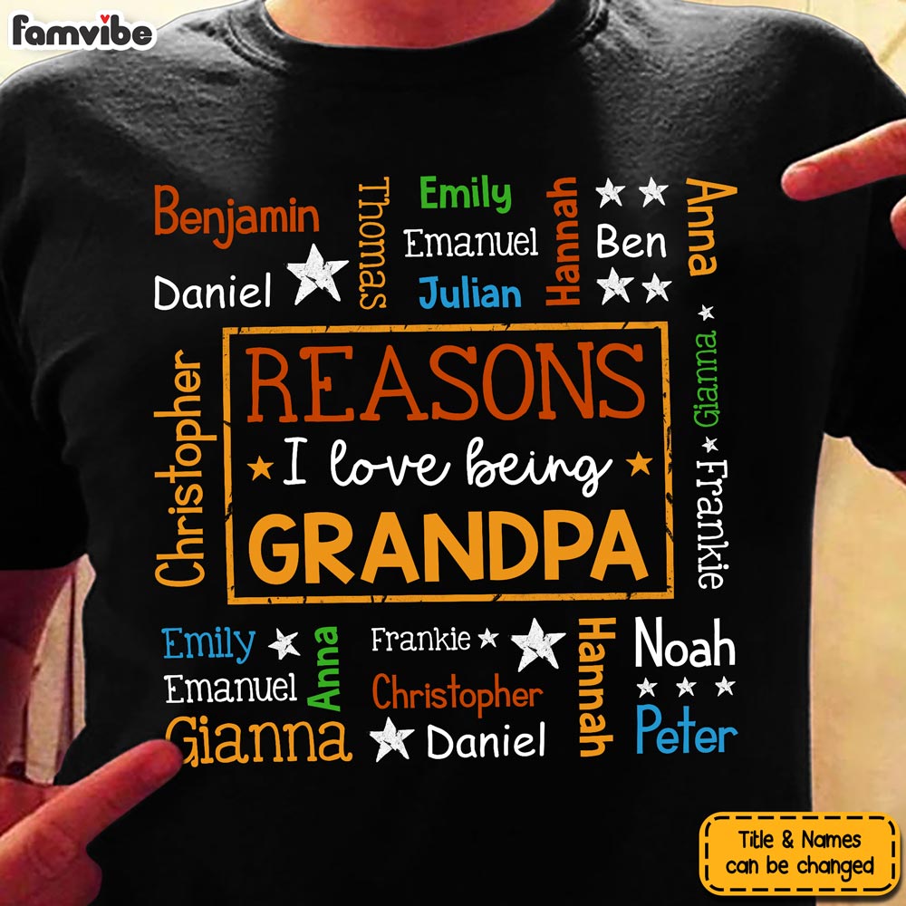 Personalized Gift For Grandpa Reasons I Love Being Word Art Shirt Hoodie Sweatshirt 32040 Primary Mockup