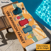 Personalized Family Sitting Summer Retro Beach Towel 34319 thumb 1