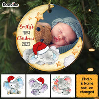 Personalized Elephant Baby Christmas Custom Photo Circle Ornament OB37 58O34 thumb 1