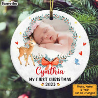 Personalized Baby's First Christmas Little Deer Circle Ornament OB293 58O34 thumb 1