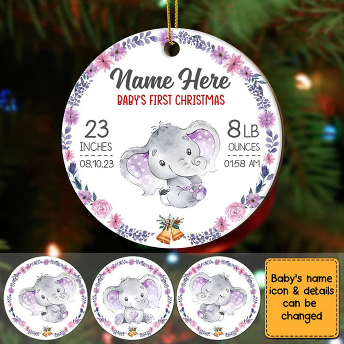 Personalized Elephant Baby First Christmas Ornament OB82 73O58 1
