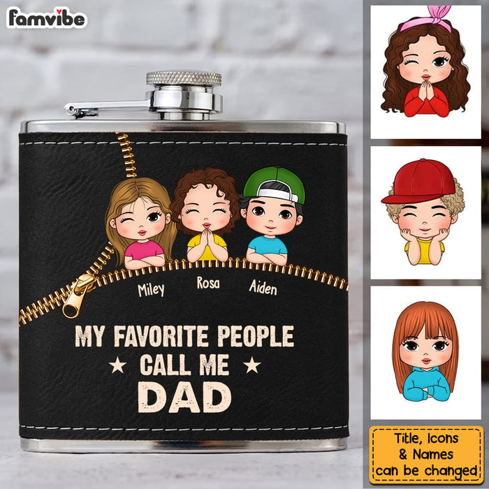 Personalized Gift For Grandpa My Favorite People Call Me Leather Hip Flask 32246 1