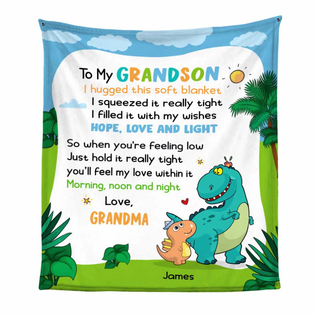 Personalized Dinosaur Grandson Granddaughter Blanket MR312 85O34