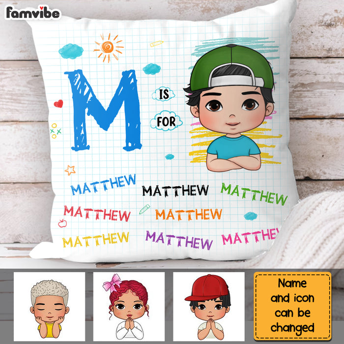 Personalized Gift For Grandson Custom Name Drawing Letter Pillow 30840 1